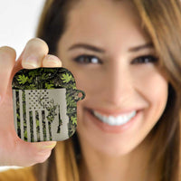 Deer Skull Camouflage AirPods Case American Hunting Culture in Forest Green and Earth Tones