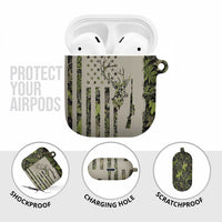Deer Skull Camouflage AirPods Case American Hunting Culture in Forest Green and Earth Tones