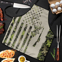 Deer Skull Camouflage Apron American Hunting Culture in Forest Green and Earth Tones