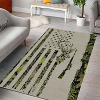 Deer Skull Camouflage Area Rug American Hunting Culture in Forest Green and Earth Tones