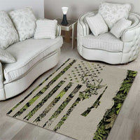 Deer Skull Camouflage Area Rug American Hunting Culture in Forest Green and Earth Tones