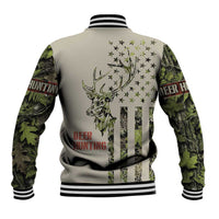 Deer Skull Camouflage Baseball Jacket American Hunting Culture in Forest Green and Earth Tones