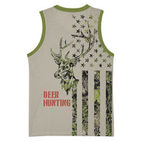 Deer Skull Camouflage Basketball Jersey American Hunting Culture in Forest Green and Earth Tones