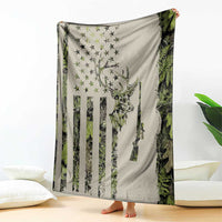Deer Skull Camouflage Blanket American Hunting Culture in Forest Green and Earth Tones