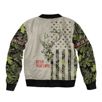 Deer Skull Camouflage Bomber Jacket American Hunting Culture in Forest Green and Earth Tones