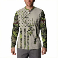 Deer Skull Camouflage Button Sweatshirt American Hunting Culture in Forest Green and Earth Tones