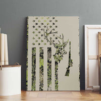 Deer Skull Camouflage Canvas Wall Art American Hunting Culture in Forest Green and Earth Tones