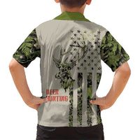 Deer Skull Camouflage Hawaiian Shirt American Hunting Culture in Forest Green and Earth Tones