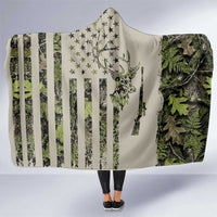 Deer Skull Camouflage Hooded Blanket American Hunting Culture in Forest Green and Earth Tones