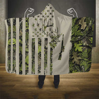 Deer Skull Camouflage Hooded Blanket American Hunting Culture in Forest Green and Earth Tones