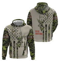 Deer Skull Camouflage Hoodie American Hunting Culture in Forest Green and Earth Tones
