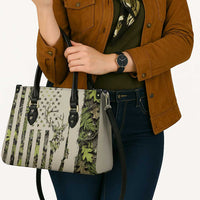 Deer Skull Camouflage Leather Bag American Hunting Culture in Forest Green and Earth Tones