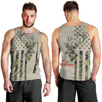Deer Skull Camouflage Men Tank Top American Hunting Culture in Forest Green and Earth Tones