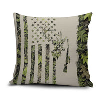 Deer Skull Camouflage Pillow Cover American Hunting Culture in Forest Green and Earth Tones