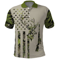 Deer Skull Camouflage Polo Shirt American Hunting Culture in Forest Green and Earth Tones