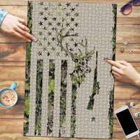 Deer Skull Camouflage Puzzle American Hunting Culture in Forest Green and Earth Tones