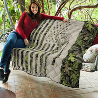 Deer Skull Camouflage Quilt American Hunting Culture in Forest Green and Earth Tones