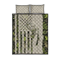 Deer Skull Camouflage Quilt Bed Set American Hunting Culture in Forest Green and Earth Tones