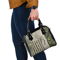 Deer Skull Camouflage Shoulder Handbag American Hunting Culture in Forest Green and Earth Tones