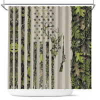 Deer Skull Camouflage Shower Curtain American Hunting Culture in Forest Green and Earth Tones