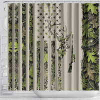 Deer Skull Camouflage Shower Curtain American Hunting Culture in Forest Green and Earth Tones
