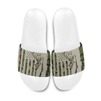 Deer Skull Camouflage Slide Sandals American Hunting Culture in Forest Green and Earth Tones