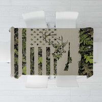 Deer Skull Camouflage Tablecloth American Hunting Culture in Forest Green and Earth Tones