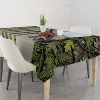 Deer Skull Camouflage Tablecloth American Hunting Culture in Forest Green and Earth Tones