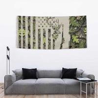 Deer Skull Camouflage Tapestry American Hunting Culture in Forest Green and Earth Tones