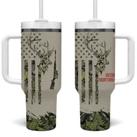 Deer Skull Camouflage Tumbler With Handle American Hunting Culture in Forest Green and Earth Tones