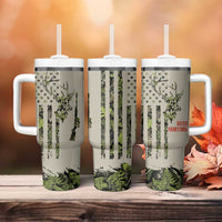 Deer Skull Camouflage Tumbler With Handle American Hunting Culture in Forest Green and Earth Tones