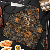 Deer Hunting Skull Apron Autumn Leaves Rustic Brown and Orange Tones