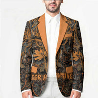 Deer Hunting Skull Blazer Autumn Leaves Rustic Brown and Orange Tones