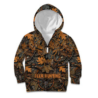 Deer Hunting Skull Kid Hoodie Autumn Leaves Rustic Brown and Orange Tones