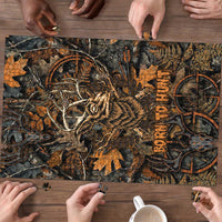 Deer Hunting Skull Puzzle Autumn Leaves Rustic Brown and Orange Tones