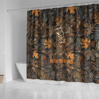 Deer Hunting Skull Shower Curtain Autumn Leaves Rustic Brown and Orange Tones