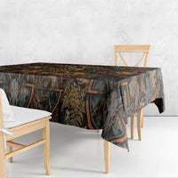 Deer Hunting Skull Tablecloth Autumn Leaves Rustic Brown and Orange Tones