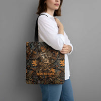 Deer Hunting Skull Tote Bag Autumn Leaves Rustic Brown and Orange Tones