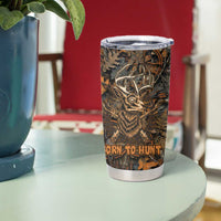 Deer Hunting Skull Tumbler Cup Autumn Leaves Rustic Brown and Orange Tones