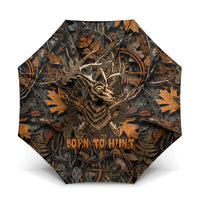 Deer Hunting Skull Umbrella Autumn Leaves Rustic Brown and Orange Tones