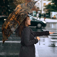 Deer Hunting Skull Umbrella Autumn Leaves Rustic Brown and Orange Tones