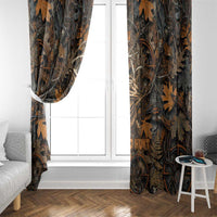 Deer Hunting Skull Window Curtain Autumn Leaves Rustic Brown and Orange Tones