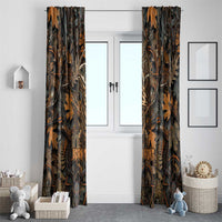 Deer Hunting Skull Window Curtain Autumn Leaves Rustic Brown and Orange Tones