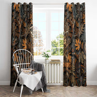 Deer Hunting Skull Window Curtain Autumn Leaves Rustic Brown and Orange Tones