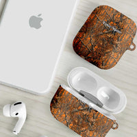 Personalized Deer Hunter AirPods Case Antler Outline and Autumn Camouflage Hunting