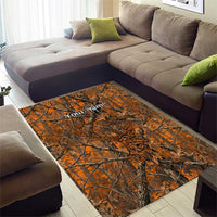 Personalized Deer Hunter Area Rug Antler Outline and Autumn Camouflage Hunting