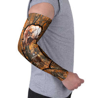 Personalized Deer Hunter Arm Sleeves Antler Outline and Autumn Camouflage Hunting