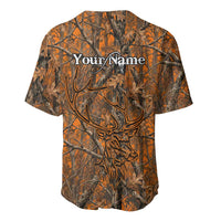 Personalized Deer Hunter Baseball Jersey Antler Outline and Autumn Camouflage Hunting
