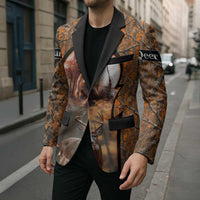 Personalized Deer Hunter Blazer Antler Outline and Autumn Camouflage Hunting