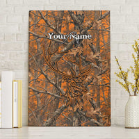 Personalized Deer Hunter Canvas Wall Art Antler Outline and Autumn Camouflage Hunting